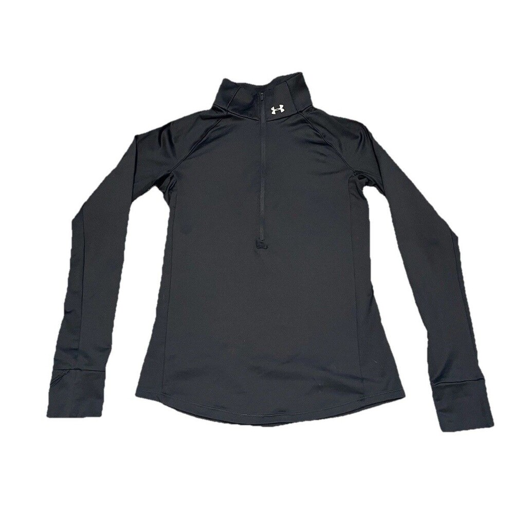 Under Armour ColdGear XS Black Half Zip Pullover Fleece Lined Athletic Base Laye